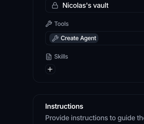 The Select skills dialog with domain-grouped checkboxes on the left and the selected skill's details on the right.