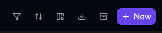 The Tasks toolbar with Filter, Sort, Display, an Export tasks control, the archived toggle and New.